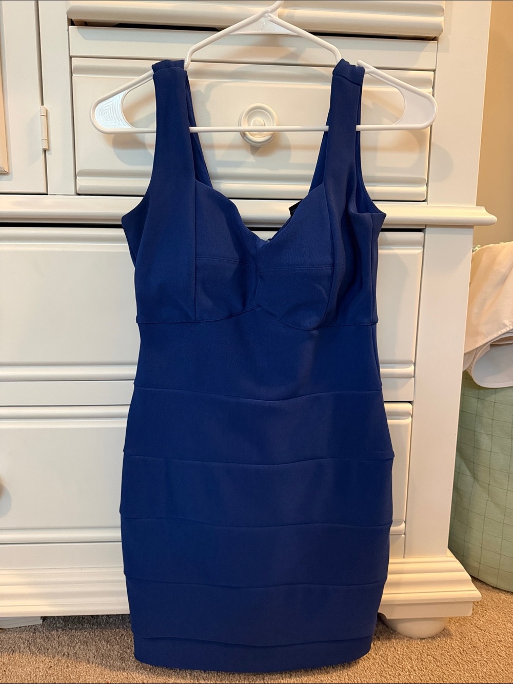 Windsor Navy Plunging Sweetheart Neckline Mini Dress